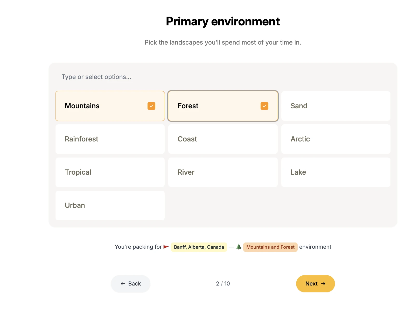 Questionnaire interface